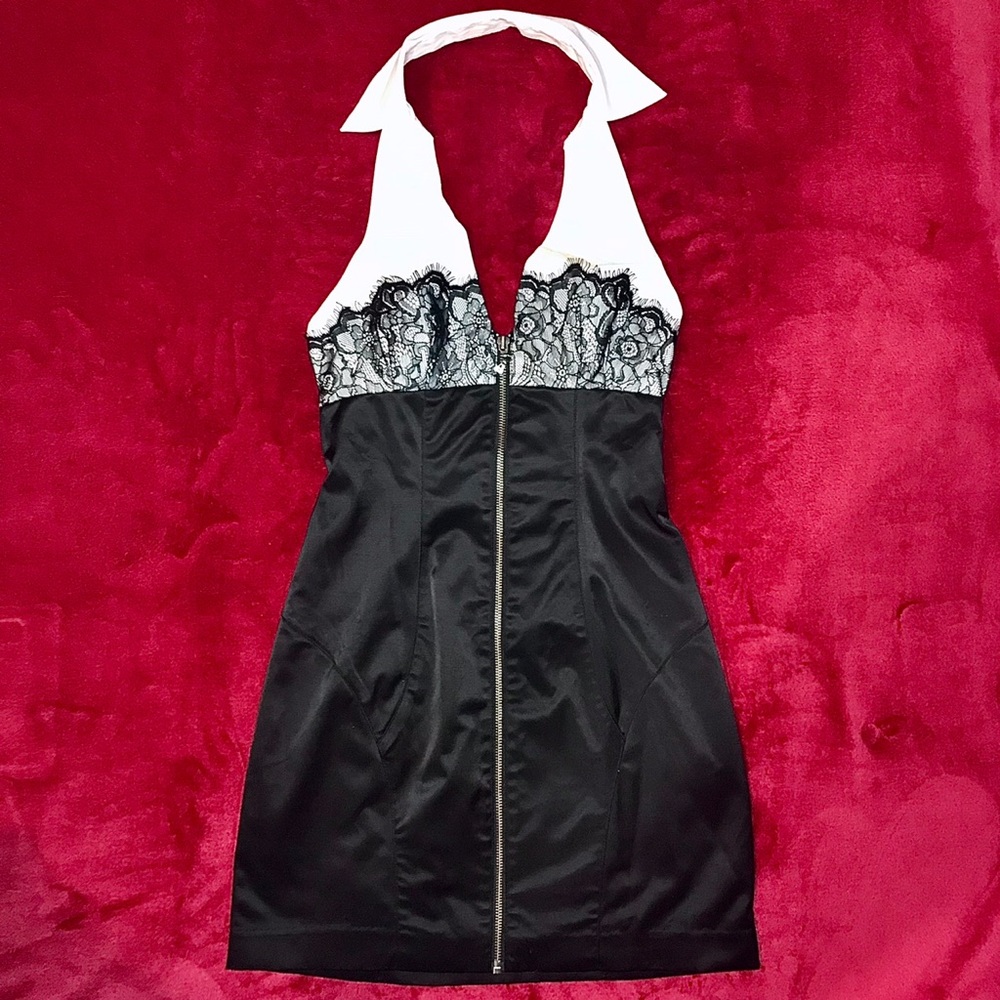 GUESS Black Lace Collared Minidress